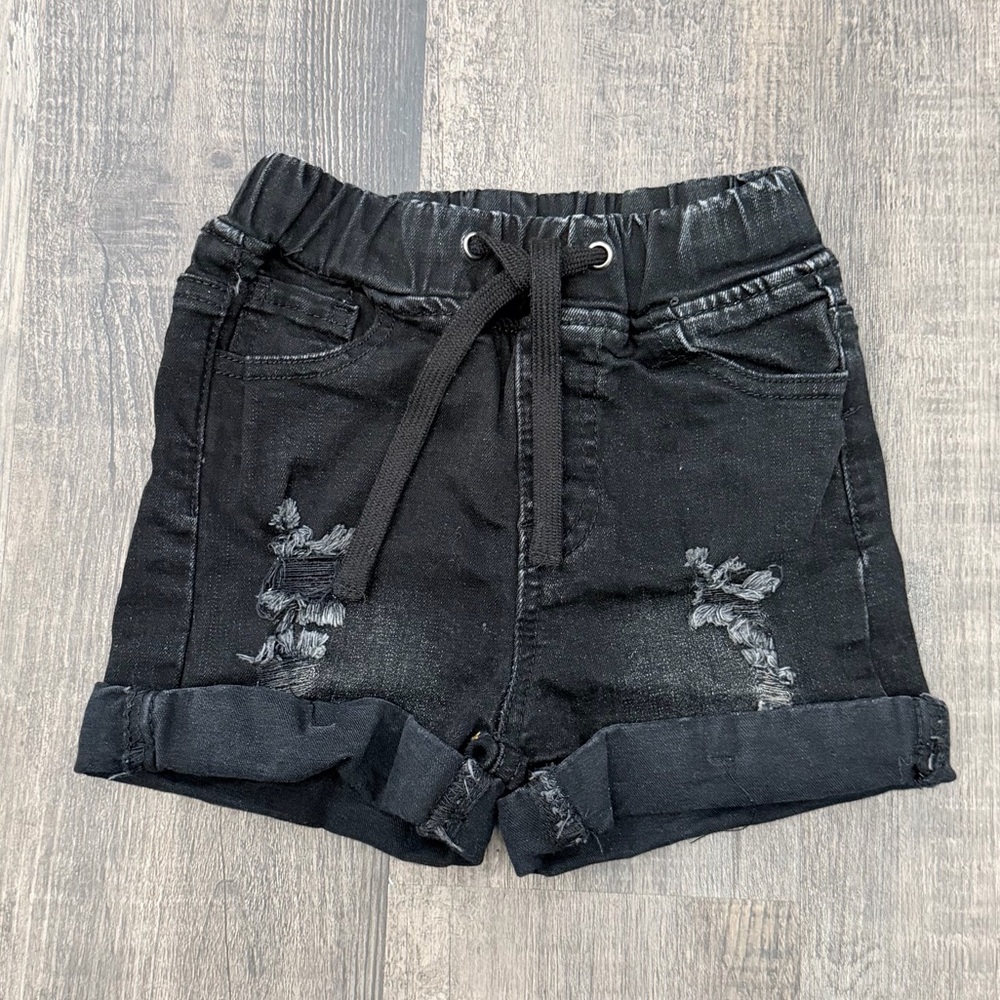 Little Bipsy Black Distressed Roll-Cuff Denim Shorts